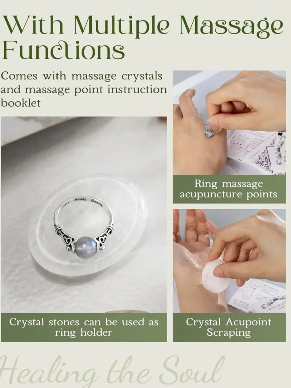 Natural Gemstone Decompression Swivel Ring - 925 Sterling Silver Anxiety Relief